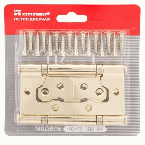 АЛЛЮР 100х75 2BB BP Блистер 2 подш. латунь Петля накладная без врезки 2шт. (цена за упак,50,25,1)