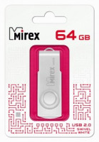 Флэш-диск USB 64 ГБ  Mirex SWIVEL WHITE 64GB  (ecopack)