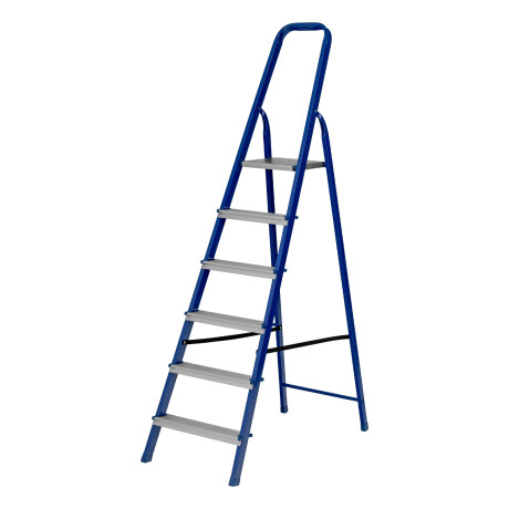 Стремянка, 6 ступеней, стальной профиль, алюминиевые ступени Сибртех