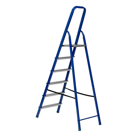 Стремянка, 6 ступеней, стальной профиль, алюминиевые ступени Сибртех