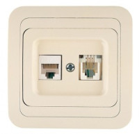 Makel Mimoza роз. телеф./компьют. СУ 2 мест. крем. (RJ11+RJ45) 25037