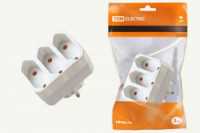 TDM разветвитель (тройник) 3роз. 2,5 А под плоскую вилку, земля, белый SQ1806-0205