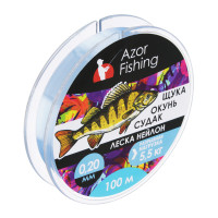 AZOR FISHING Леска &quot;Щука,Окунь, Судак&quot;, нейлон, 100м, 0,20мм, 5,5кг, светло-голубая