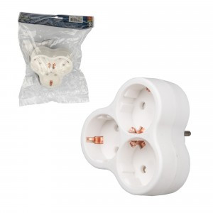 Uniel разветвитель (тройник) 3роз. 16А белый, земля S-GES3-16F WHITE