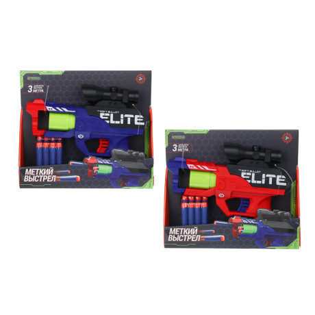 ИГРОЛЕНД Бластер "Меткий выстрел" с мягкими пулями, 12 пуль, ABS, 25х20х8 см, 2 дизайна
