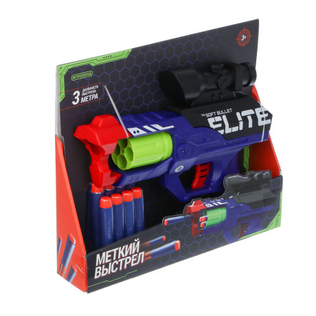 ИГРОЛЕНД Бластер "Меткий выстрел" с мягкими пулями, 12 пуль, ABS, 25х20х8 см, 2 дизайна