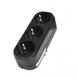 UNIVersal разветвитель (тройник) 3роз. 16А, черный, земля (АБС-пластик, линейный) РФ 1942