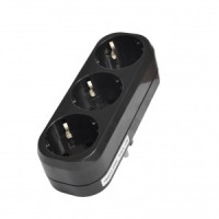 UNIVersal разветвитель (тройник) 3роз. 16А, черный, земля (АБС-пластик, линейный) РФ 1942