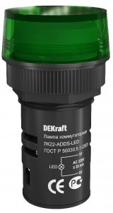 DEKraft ЛК22-ADDS-LED лампа коутаторн. 22 зеленая 220В 25002DEK (12!)