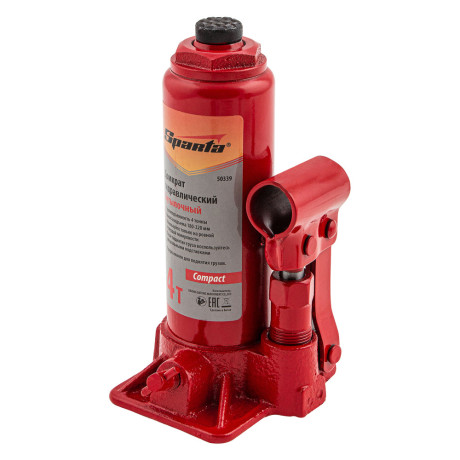 Домкрат гидравлический бутылочный, 4 т, h подъема 180 - 320 мм Sparta Compact