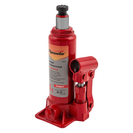 Домкрат гидравлический бутылочный, 4 т, h подъема 180 - 320 мм Sparta Compact