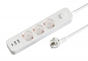 Гарнизон Сетевой фильтр (удл.) ПВС 3x0.75 3роз 2м 10А 2хUSB 1xType-C PD мультипорт земля белый пакет