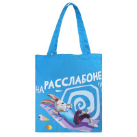 Ну,Погоди! Сумка-шоппер, 38x42см, внутр.карман, ручки 58 см, цветной ПЭ под ткань, &quot;Заяц&quot;
