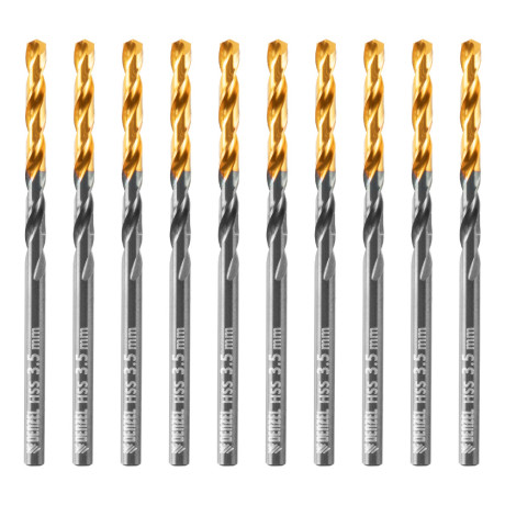 Сверло по металлу, 3,5 мм, HSS-Tin, Golden Tip, 10 шт. Denzel