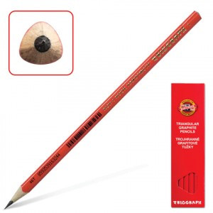 Карандаш ч/гр KOH-I-NOOR, 1шт., "Triograph", B, трехгранный, без резинки, корпус красный, заточенный