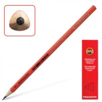 Карандаш ч/гр KOH-I-NOOR, 1шт., &quot;Triograph&quot;, B, трехгранный, без резинки, корпус красный, заточенный