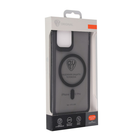 BY Чехол для смартфона MS Карбон, iP - 12/12 pro, черный, карбон