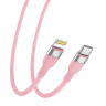 ВСЁГАЗИН Кабель для зарядки Live Type-C-iP, 1м, Быстрая зарядка 2.4А, PD 22W, силикон, розовый