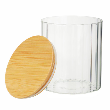 VETTA ЭКО Грани Банка для хранения 700мл, 11х10см, стекло, бамбук