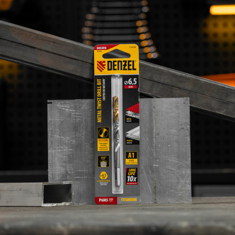 Сверло спиральное по металлу 6,5 x 100 мм, Р6М5, Golden Tip  Denzel