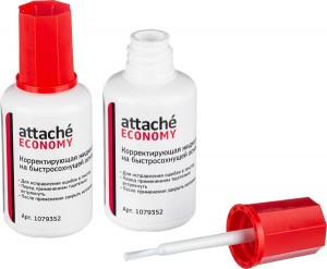 Корректирующая жидкость Attache Economy 22г на быстросохн. основе, кисточка 1079352