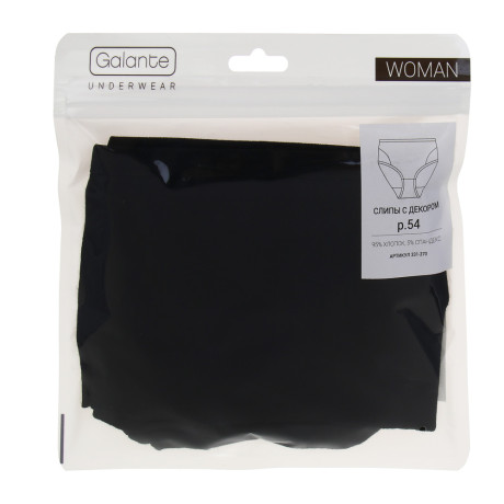 GALANTE Трусы женские макси с декором, р.54, 95%хлопок, 5%спандекс, черный, НБ25-15