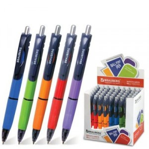 Ручка шарик. автомат. BRAUBERG "Supreme", 0,7мм, корпус трехгран. рез.держ, ассорти 141545