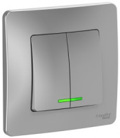 Systeme Electric BLANCA выкл. СУ 2 кл. 10А алюм. (пл.осн., инд.) BLNVS010513 (10!)