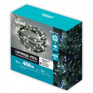 Uniel Гирлянда-нить св/д "Роса" 400м 4000LED белый, провод зелен ULD-S40000-4000/DGA WHITE IP20 DEW