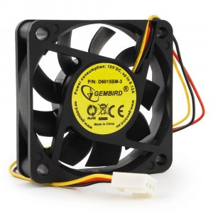 Вентилятор Gembird D6015SM-3, 60x60x15, втулка, 3 pin, провод 0,25 м