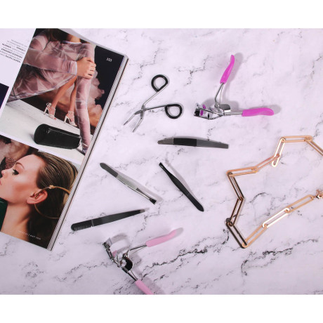 Пинцет для бровей с расческой тм ЮНИLOOK , металл, 10х1см, черный