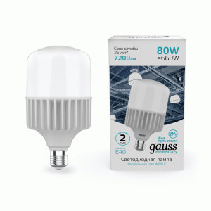 Gauss Elementary лампа высокомощн. T140 E40 80W(6400lm) 4000K 4K 63428