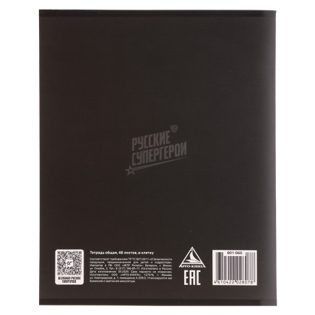 BY Русские Супергерои Тетрадь общая 48л.в клетку "Графика", УФтвин лак, обл. картон, скрепка, 4 диз.