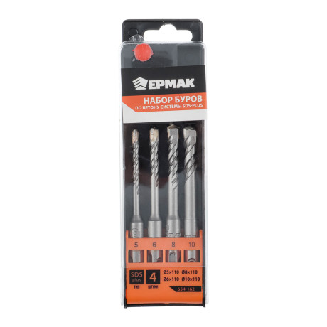 ЕРМАК Набор буров по бетону системы SDS-plus, серия MASTER 4 шт (5/110, 6/110, 8/110, 10/110)