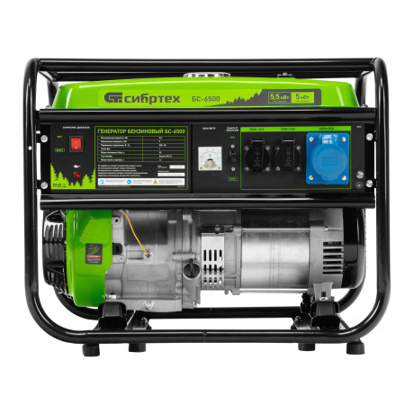 Генератор бензиновый БС-6500, 5.5 кВт, 230В, четырехтактный, 25 л, ручной стартер Сибртех