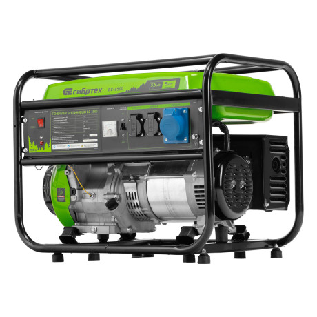 Генератор бензиновый БС-6500, 5.5 кВт, 230В, четырехтактный, 25 л, ручной стартер Сибртех