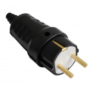 Bylectrica вилка прямая каучук 2Р+РЕ 1х16А 220-240V В16-362