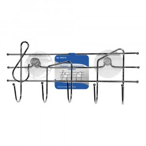 Планка "Ноты" с 5 крючками, присоски, 25см (кратность 6шт!!!), сталь/хром провол. AN52-22 Мультидом
