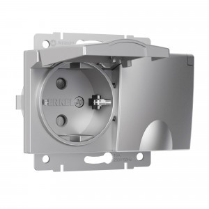 Werkel мех. роз. СУ 2 мест. 16A земля шторки крышка IP44 (серебряный) W1172206