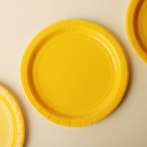Набор бумажных тарелок 6шт, 23 см, желтый