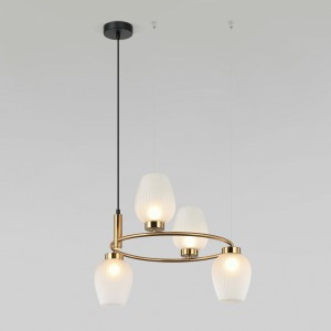 Eurosvet св-к подвес. 4x25W 400х400х1000 мет золото/черный/белый Alva 30183/4 a064682