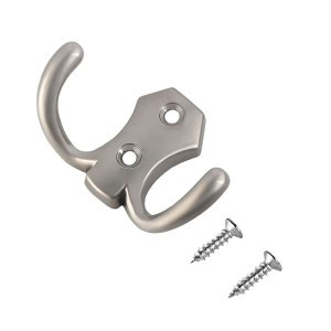 Крючок-вешалка мебельн 2-рожк СТАНДАРТ 306В SN мат.никель Инд. уп. на подвесе(600,50)