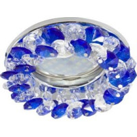 &quot;Ecola CD4141 MR16 GU5.3 св-к Круг с хрусталиками Прозр. и Голубой/Хром 50x90 Light FL1617EFY (30!)