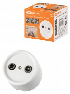 TDM Болонь Розетка TV+R проходная белая Ретро SQ1820-0056