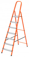 Стремянка, 7 ступеней, стальной профиль, ступени сталь, оранжевая, Сибртех