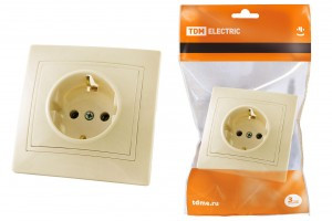 TDM Таймыр роз. СУ 1 мест. 16А сл. кость (керам. осн., земля) (10!) SQ1814-0112