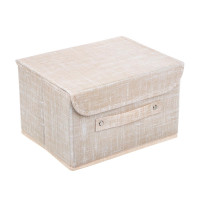 Кофр для хранения с крышкой тм VETTA ЛЁН, полиэстер, 26х20х15см, бежевый