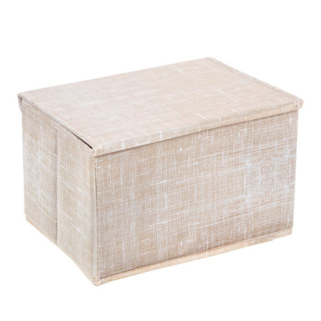 Кофр для хранения с крышкой тм VETTA ЛЁН, полиэстер, 26х20х15см, бежевый