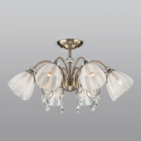 EUROSVET Люстра 8x60W 750х400 металл белый/античная бронза/прозрачный Floranse 30155/8