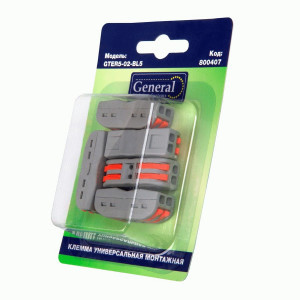 GENERAL клемма проходная СМК 222-422 с рычагом 2х(0,08-4мм2), 32А (цена за BL5) GTER5-02-BL5 800407